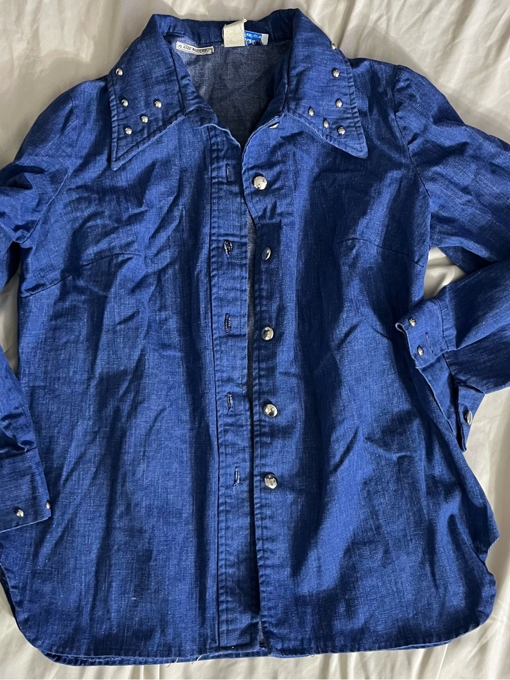 Vintage 70’s Fly Collar Studded Blue Denim Shirt